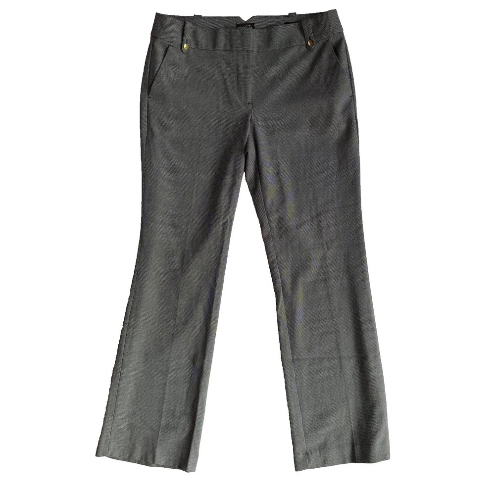 LOFT Marisa Trouser Pants Women Size 10 Black White Career Stretch Straight - Picture 1 of 8